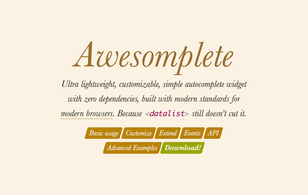 Awesomplete.js: Search autocomplete